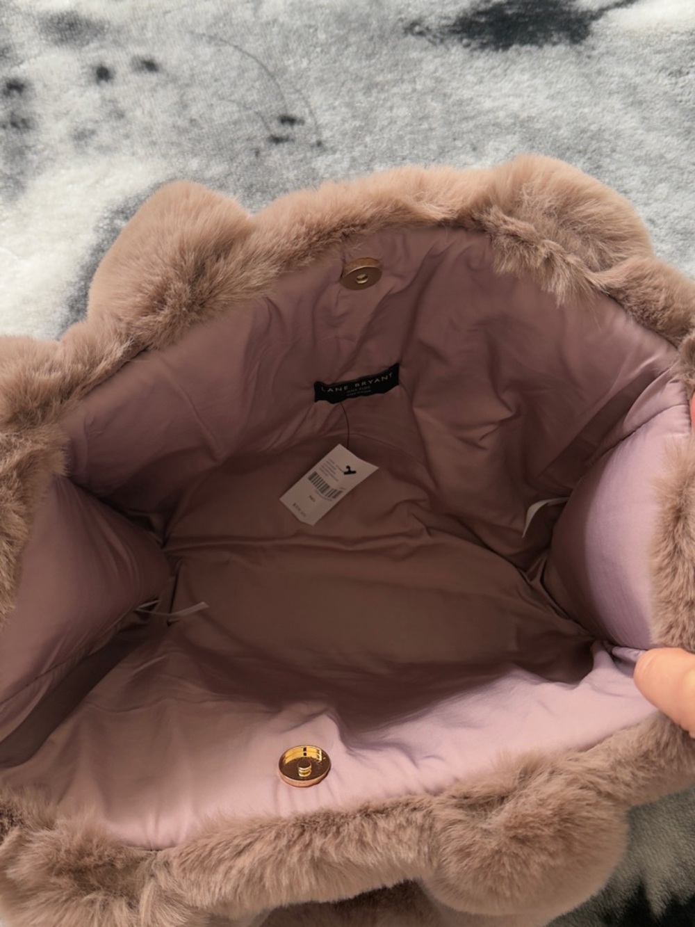 Lane Bryant Plush Faux Fur Tote in Taupe Brown - Picture 5 of 6